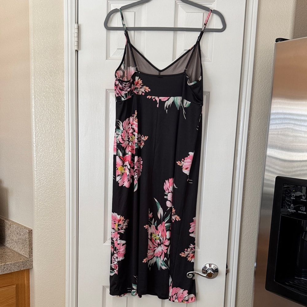 Johnny Was Underliner Black Dress with Pink Floral Design - Picture 2 of 5
